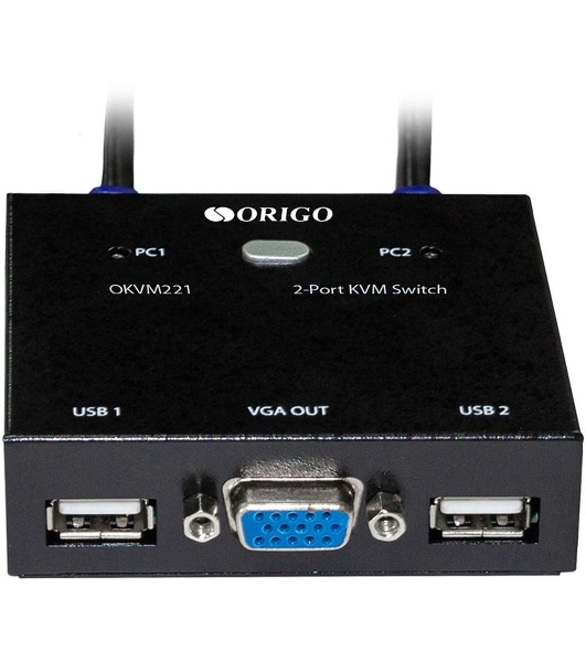Переключатель KVM 2-портовый ORIGO OKVM221/A1A с портами VGA и USB