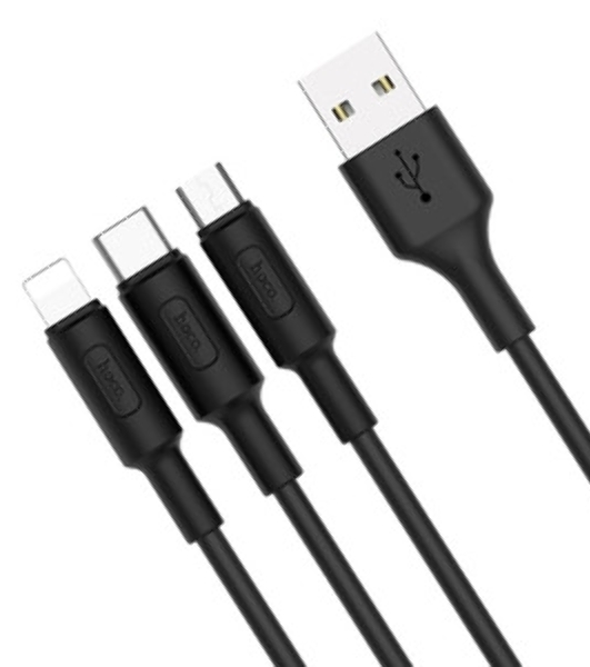 Кабель USB 2.0 HOCO X25, AM/Lightning M, черный, 1м