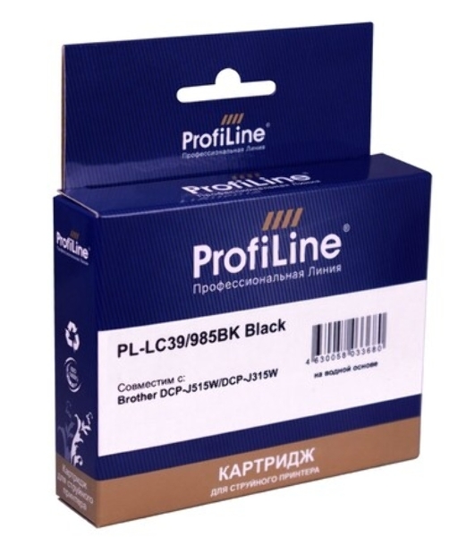Картридж струйный ProfiLine PL-LC39/985BK для принтеров Brother DCP-J125/DCP-J315W/DCP-J515W/MFC-J220/MFC-J265W/MFC-J410/MFC-J415W с чернилами Black