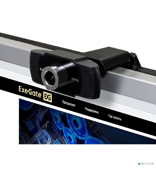 Веб-камера ExeGate BusinessPro C922 HD 1280x720, 30 кадр/с, USB Type-A, микрофон (шумоподавление), универсальное крепление, штатив в комплекте