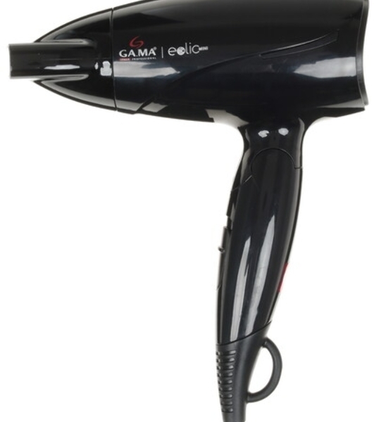 Фен GA.MA GH0201 EOLIC MINI CX черный, 1600 Вт, компактный, ионизация
