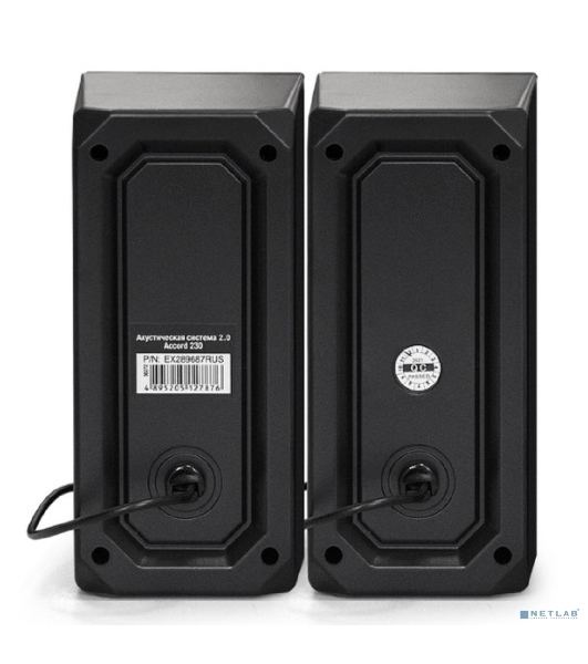 Акустическая система 2.0 ExeGate EX289687RUS Accord 230 (питание USB,Bluetooth, 2х3Вт (6Вт RMS), 60-20000Гц, черный, RGb подсветка)