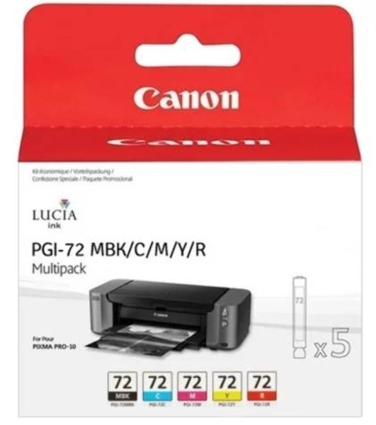 Картридж струйный CANON PGI-72 MBK/C/M/Y/R MULTIPACK (1640 стр. 13 мл) для CANON PRO-10