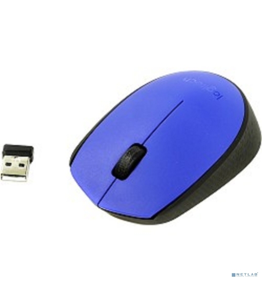 Мышь беспроводная Logitech M171 синий, 1000 dpi, радиоканал, USB, кнопки - 3