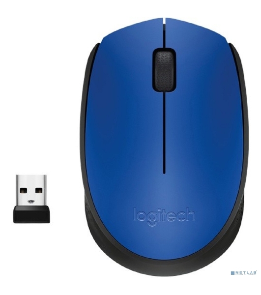 Мышь беспроводная Logitech M171 синий, 1000 dpi, радиоканал, USB, кнопки - 3