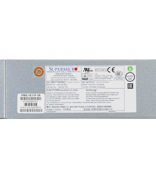 Блок питания серверный Supermicro 1U 1000W DC INPUT POWER SUPPLY MODULE