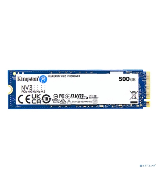 Накопитель SSD Kingston NV3, 500Gb, M.2 2280, PCIe 4.0 x4, NVMe, R/W 5000/3000