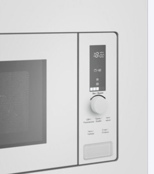 Микроволновая печь встраиваемая Maunfeld JBMO820GW01 белый, 20 л, 1080 Вт, переключатели - сенсор/поворотный механизм