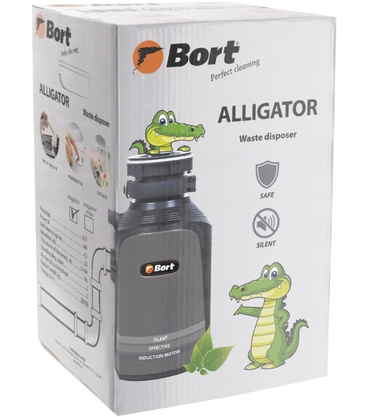Измельчитель пищевых отходов Bort Alligator, 560 Вт., объем 1 450 мл., пневмовыключатель