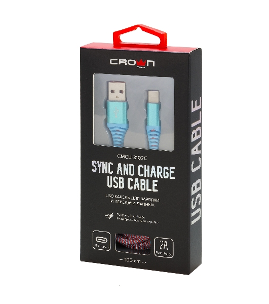 Кабель Crown USB - USB Type-C CMCU-3102C blue