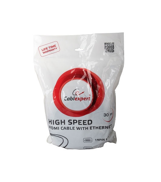 Кабель Cablexpert HDMI CC-HDMI4-30M, 19M/19M, v1.4, медь, позол.разъемы, экран, усилитель сигнала, 30м, черный, пакет