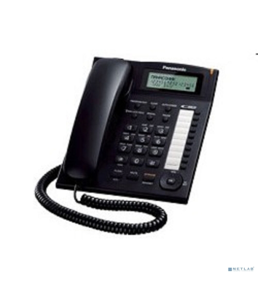 Телефон проводной Panasonic KX-TS2388RUB черный индикатор вызова,повторный набор последнего номера,4 уровня громкости звонка