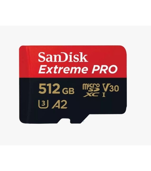 Флеш карта microSD 512Gb SanDisk microSDXC Class 10 UHS-I A2 C10 V30 U3 Extreme Pro (SD адаптер) 200Mb/s