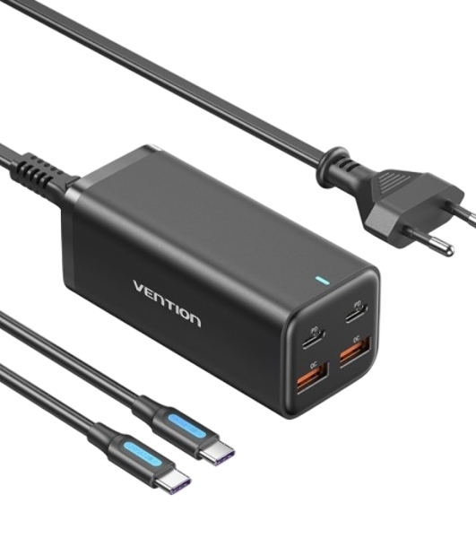 Сетевое зарядное устройство Vention на 4 порта GaN 100W USB (C+C+A+A) черный, шт.