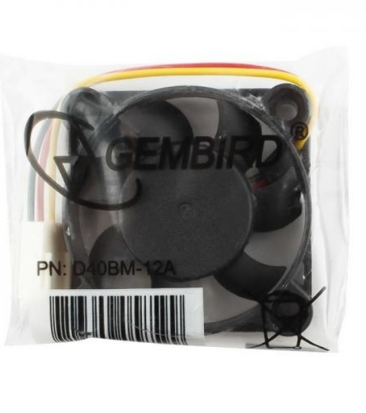 Вентилятор для корпуса Gembird черный, 40 мм, 4000 об/мин, 30 дБ, 3 pin
