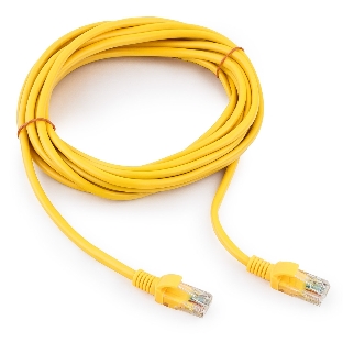 Патч-корд медный UTP Cablexpert PP10-5M/Y cat.5, 5м, литой, многожильный, желтый