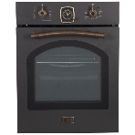 Встраиваемая электрическая духовка Korting OKB 4941 CRN/59.6 х 45 x 55 см, Духовой шкаф в ретро-дизайне, ширина 45 см, аналоговые часы в классическом стиле Frank Muller, таймера с функцией отключения, 9 режимов нагрева, объем духовки 45 л, телескопические направляющие на одном уровне, двухслойное остекление, каталитическая самоочистка, автоматическое отключение, в комплекте: 2 противня, хромированная решетка, цвет - черный; цвет ручек - бронза, фото2