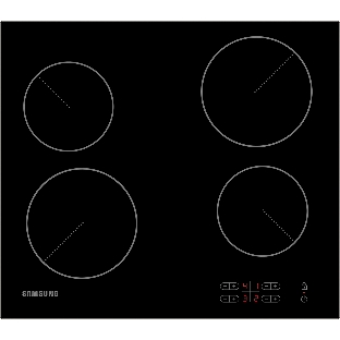Встраиваемая электрическая панель Samsung NZ64T3506AK/WT 575x505x55 мм, стеклокерамика, 4 конфорки, скошенная рамка,сенсорное управление, светодиодный LED-дисплей, защита от детей, черный