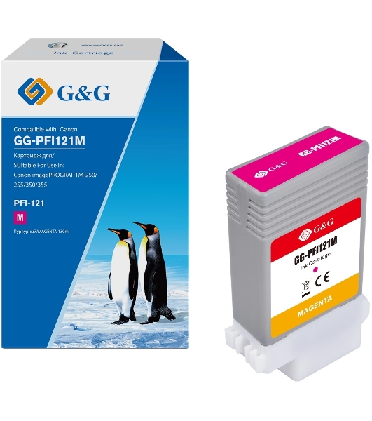 Картридж струйный G&G GG-PFI121M пурпурный (130мл) для Canon imagePROGRAF TM-250/255/350/355