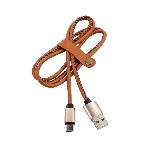 Кабель USB-Type-C Rexant 2A/leather/brown/1м
