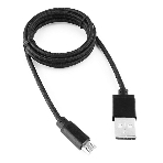 Кабель Gembird USB 2.0 Cablexpert AM/microBM 5P, 1м, нейлоновая оплетка, алюминиевые разъемы, черный, пакет, фото 1