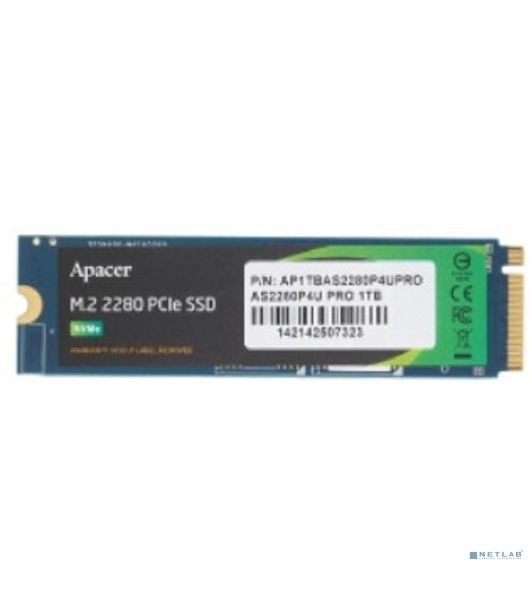 Накопитель SSD Apacer AS2280P4U PRO, 1Tb, M.2 2280, PCIe 3.0 x4, NVMe, R/W 3500/3000