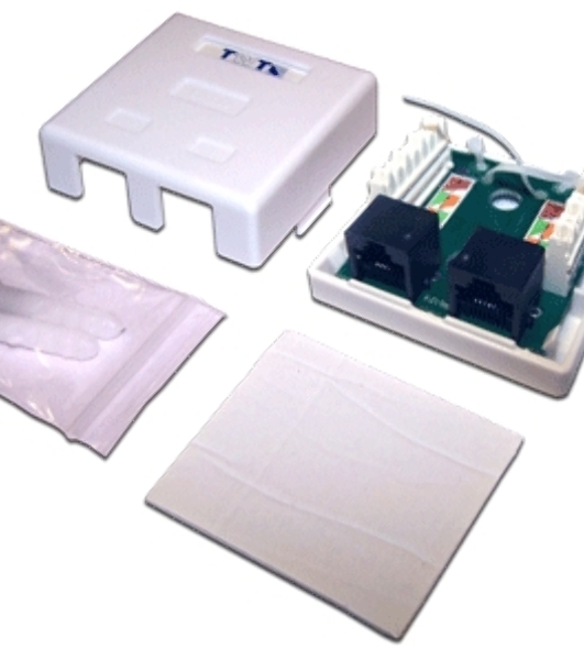 Настенная розетка, 2 порта RJ-45 категории 6, STP, белая