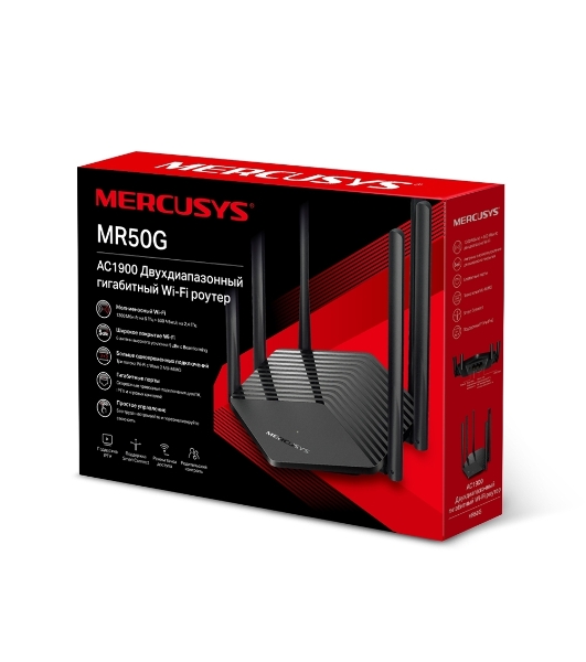Роутер Mercusys AC1900 Wireless AC Gigabit Router, 600 Mbps at 2.4 GHz + 1300 Mbps at 5 GHz, 6×5dBi Fixed External Antennas with Beamforming, 2× G LAN Ports, 1× G WAN Port, Access Point Mode, 3X3 MU-MIMO, Parental Controls, Guest Network, Smart Connect