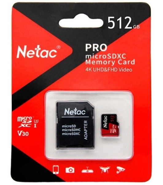 Флеш карта MicroSD card Netac P500 Extreme Pro 512Gb, retail version w/SD adapter