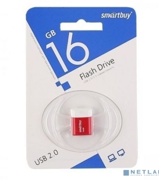 Флешка USB Smartbuy LARA Red (SB16GbLARA-R), 16Gb, USB 2.0, R/W 15/5, красный/белый