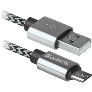 Кабель Defender USB08-03T PRO USB2.0 белый, AM-MicroBM, 1m, 2.1A