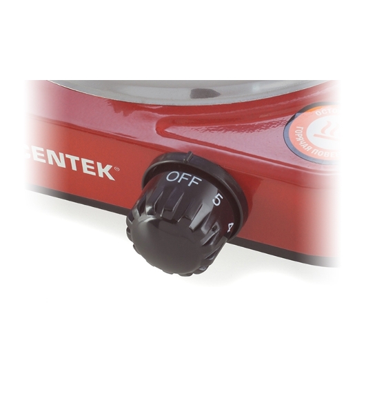 Плита настольная электрическая Centek CT-1508 красный, 1 кВт, ТЭН, конфорки - 1, эмаль, поворотные переключатели