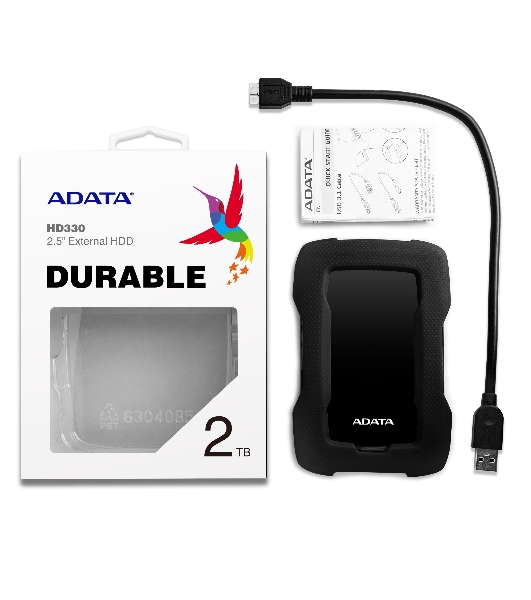 Внешний HDD 2.5' ADATA HD330, 2TB, USB 3.2 Gen 1 Type-A, 5400 rpm, черный