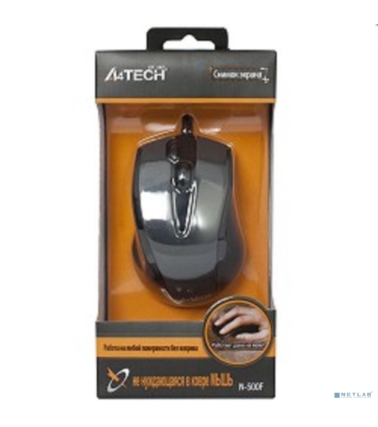 Мышь проводная A4Tech N-500F серый глянец/черный, 1200 dpi, USB, кнопки - 4