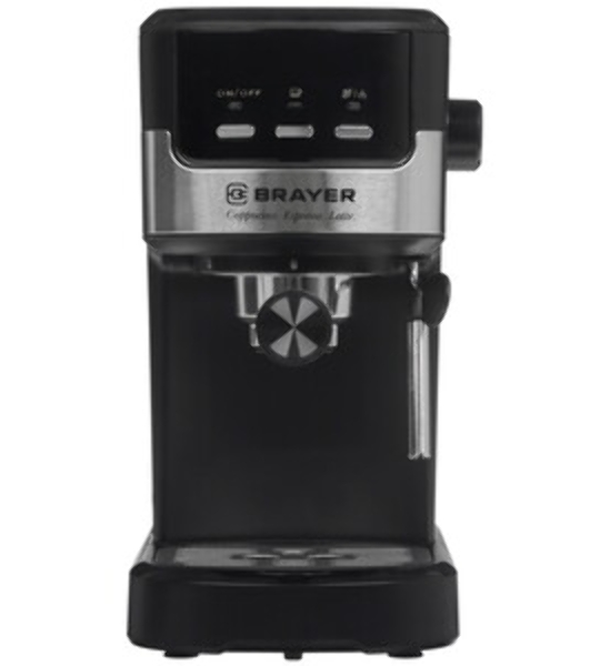 Кофеварка рожковая BRAYER BR1112 черный, исп. кофе - молотый, 1.2 л, 1100 Вт, 20 бар