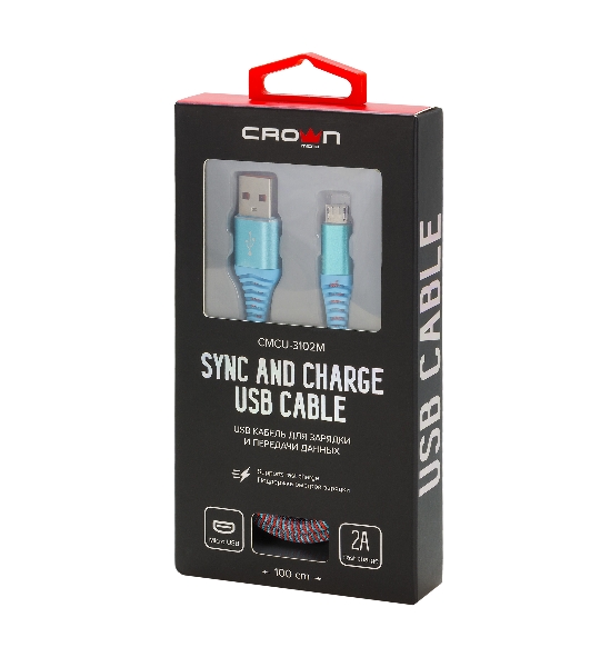 Кабель Crown USB - microUSB CMCU-3102M blue