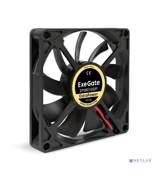 Вентилятор для корпуса ExeGate ExtraPower EP08015S2P черный, 80 мм, 2500 об/мин, 25.5 дБ, 2 pin