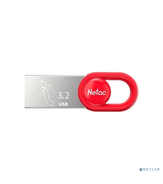 Флешка USB Netac UM2 (NT03UM2N-064G-32RE), 64Gb, USB 3.0, R/W 130/50, серебристый/красный