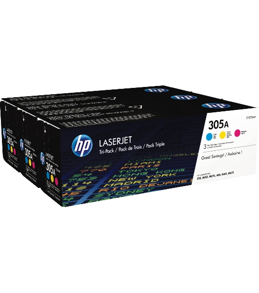 Картридж лазерный набор HP CF370AM № 305A голубой/пурпурный/желтый CLJ M451 (CE411A+CE412A+CE413A)