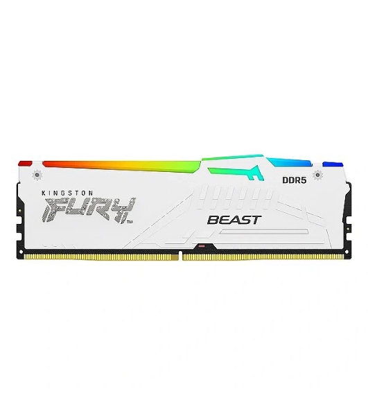 Оперативная память Kingston Fury Beast, DDR5, 32Gb (1x32Gb), 5600MHz, CL40, DIMM, с радиаторами, RGb, белый
