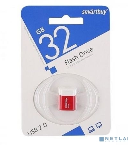 Флешка USB Smartbuy LARA Red (SB32GbLARA-R), 32Gb, USB 2.0, R/W 15/5, красный/белый