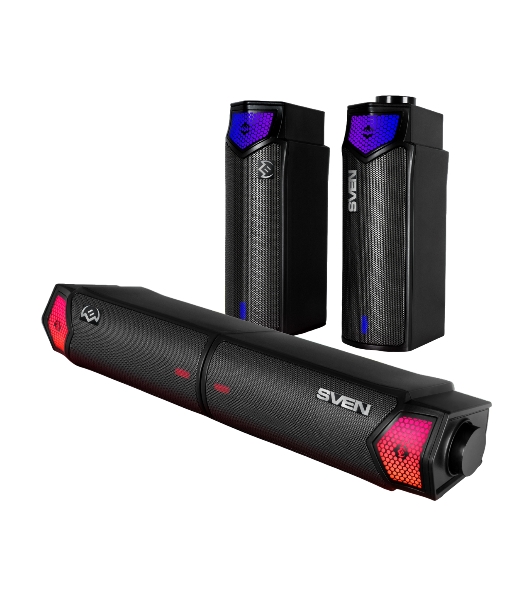Саундбар мини SVEN SB-G1450, черный (10 Вт, питание USB, Bluetooth, подсветка)