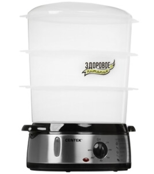 Пароварка Centek CT-1457 серебристый, 9 л, ярусы - 3, 800 Вт, механическое