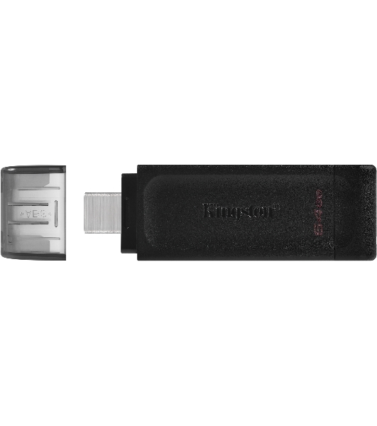 Флешка USB Kingston DataTraveler DT70 (DT70/64Gb), 64Gb, USB Type-C 3.2, R/W 70/45, черный