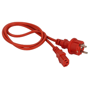 Шнур питания Lanmaster C13-Schuko прямая, 3х0.75, 220В, 10А, красный, 1.8 метра