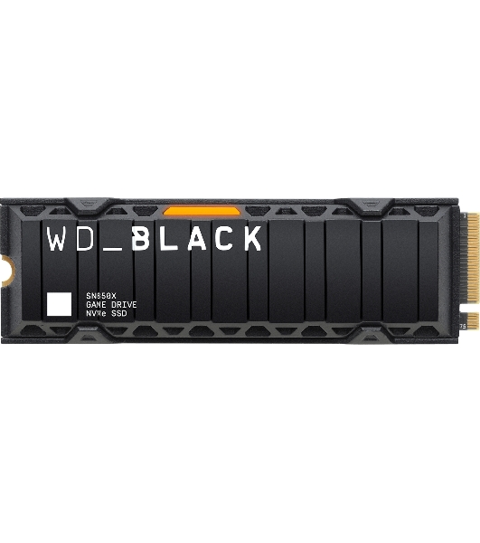 Накопитель SSD WD 1Tb Black SN850X, M.2(22x80мм), NVMe, PCIe 4.0 x4, 3D TLC, R/W 7300/6300Mb/s, IOPs 800 000/1 100 000, TbW 600, DWPD 0.3, with Heat Spreader (12 мес.)