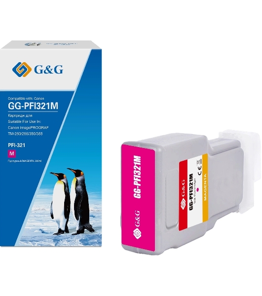 Картридж струйный G&G GG-PFI321M пурпурный (300мл) для Canon imagePROGRAF TM-250/255/350/355