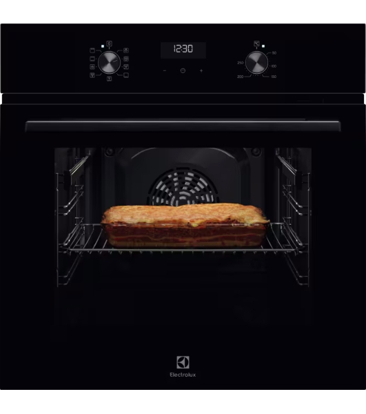 Встраиваемый духовой шкаф Electrolux EOF5H50BZ, Духовой шкаф электрический с конвекцией, приготовление на пару, объем 65 л, 8 режимов, очистка каталитическая, 2 стекла в дверце, направляющие проволочные, черный