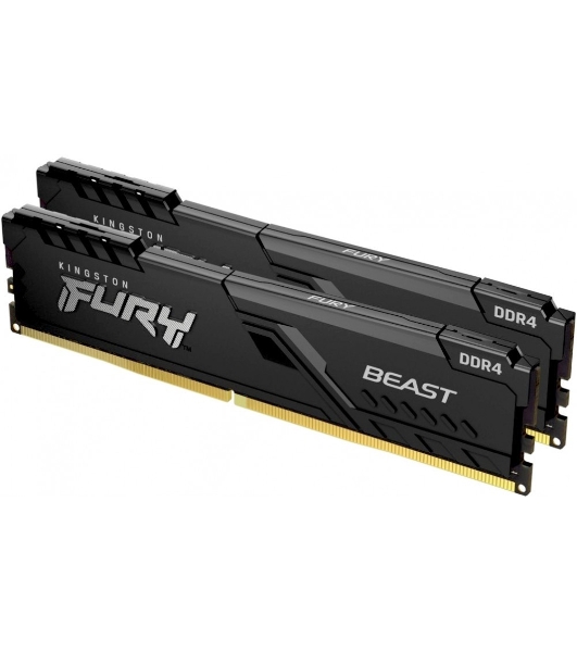 Оперативная память Kingston Fury Beast, DDR4, 16GB (2x8GB), 3200MHz, CL16, DIMM, с радиатором, черный