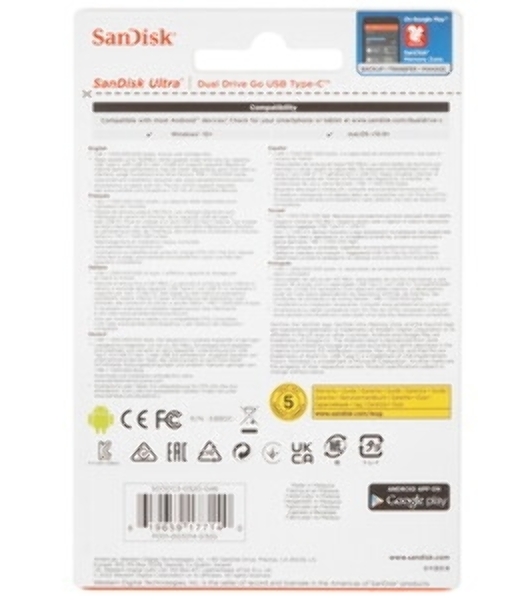 Флешка USB Sandisk DDC3 (SDDDC3-032G-G46), 32Gb, USB 3.0/USB Type-C, R/W 150/30, черный